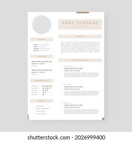 Resume template. Professional resume template design. Template design. Vector illustration.