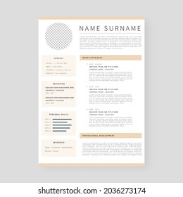 Resume template. Professional resume template design. Template design. Vector illustration.