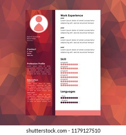 resume template, red tone