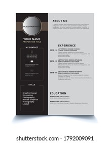 resume template - stylish dark black and gray design sample