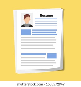 Resume template for web landing page, banner, presentation, social media. Analyzing personnel resume. Recruitment, concept of human resources management