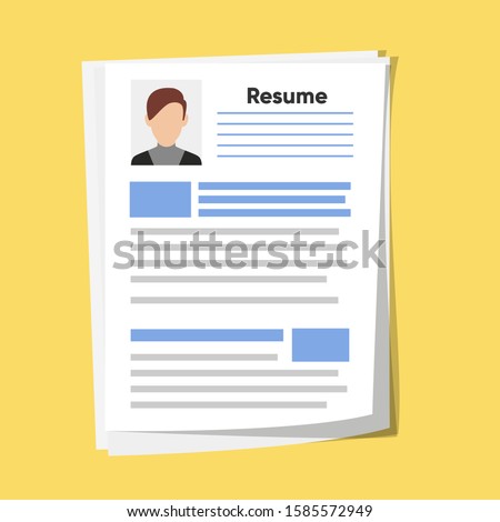 Resume template for web landing page, banner, presentation, social media. Analyzing personnel resume. Recruitment, concept of human resources management