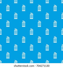 Resume thrown away in the trash can pattern repeat seamless in blue color for any design. Vector geometric illustration