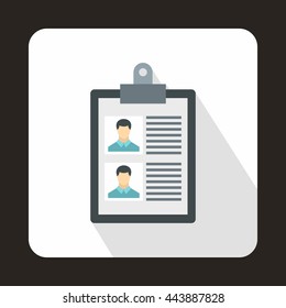 Resume of two candidates icon in flat style on a white background
