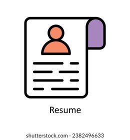 Resume vector Filled outline Design illustration. Symbol on White background EPS 10 File 