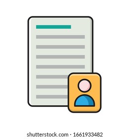 resume vector flat color icon 