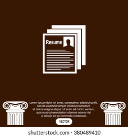 Resume vector icon. Looking for job.