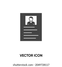 Resume vector icon. Modern, simple flat vector illustration for website or mobile app.Cv or curriculum vitae symbol, logo illustration. Pixel perfect vector graphics