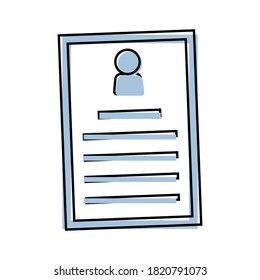 Resume vector icon on cartoon style on white isolated background.