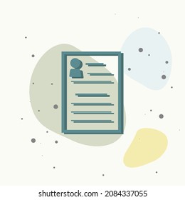 Resume vector icon on multicolored background. Layers grouped for easy editing illustration. For your design.