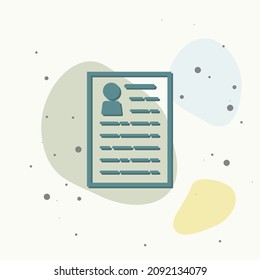 Resume vector icon on multicolored background. Layers grouped for easy editing illustration. For your design.