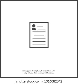 Resume vector icon on white isolated background. Layers grouped for easy editing illustration. For your design.