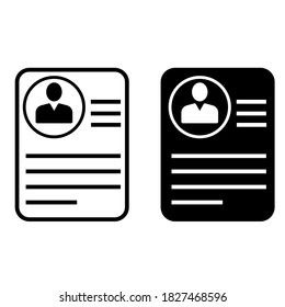 Resume Vector icon set. cv illustration sign collection. job symbol.