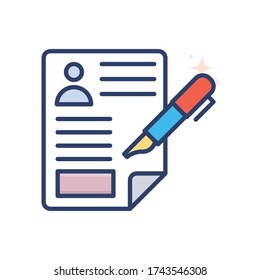 ilustración de estilo de icono de vector de reanudación. Icono de símbolo rellenado con esquema de inicio y Nueva empresa. EPS 10