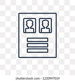 Resume vector outline icon isolated on transparent background, high quality linear Resume transparency concept can be used web and mobile