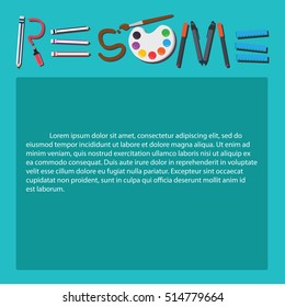 Resume and vector template on cyan background