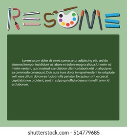 Resume and vector template on green background
