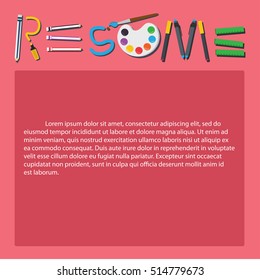Resume and vector template on pink background