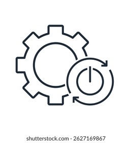 Resume work, operation.Restart process.Vector linear icon isolated on white background.