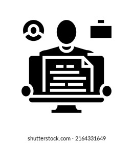 resume writer glyph icon vector. resume writer sign. isolated contour symbol black illustration