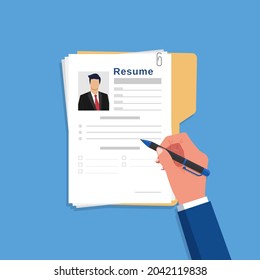 Resume Writing Concept, Businessman Changing New Career Path Vector Illustration