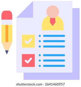 Resume Writing Icon Flat Vector Illustration