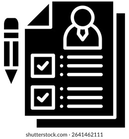 Resume Writing Icon Glyph Vector Illustration
