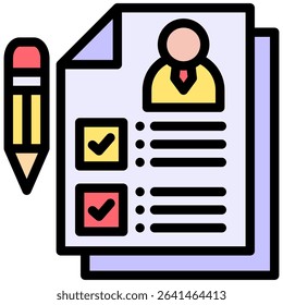 Resume Writing Icon Lineal Color Vector Illustration