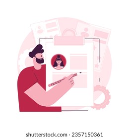 Resume writing service abstract concept vector illustration. Copywriting service, CV online, professional help writing resume, cover letter, candidate profile, career summary abstract metaphor.