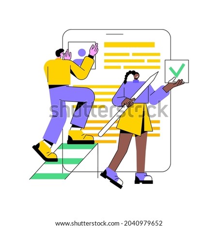 Resume writing service abstract concept vector illustration. Copywriting service, CV online, professional help writing resume, cover letter, candidate profile, career summary abstract metaphor.