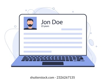 Resume of a young potential worker. An example of a job search site