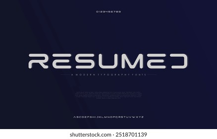 Resumed, modern abstract urban alphabet fonts typography sport game technology fashion digital minimal future creative logo design font for brand