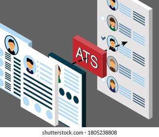 Resumes in ATS (applicant tracking system) process vector