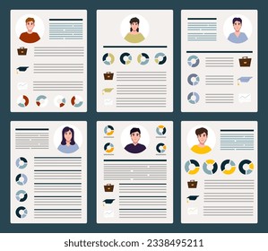 Resumes. CV application. Selecting staff. Searching professional staff. Resume form. Recruitment. Creative cv template vector minimalist