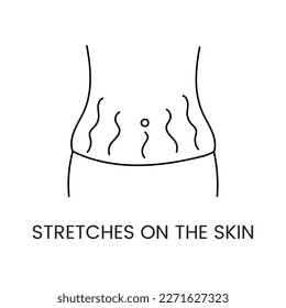 Resurfacing stretch marks on the skin with laser cosmetology, line icon in vector body with stretch marks on the abdomen