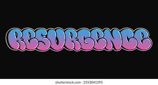 Resurgir - letras de una sola palabra, estilo de graffiti. Logotipo dibujado a mano de Vector. Camiseta divertida de la impresión del estilo del graffiti, moda, resurgimiento de la palabra trippy, concepto del cartel