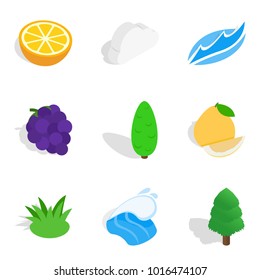 Resurrect icons set. Isometric set of 9 resurrect icons for web isolated on white background