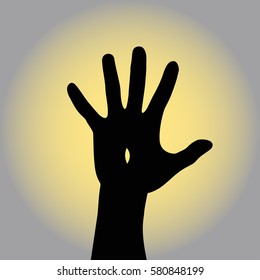 Resurrected Jesus raises his hand to the sky spiked. Vector illustration can  be used to illustrate the Easter holiday and other religious themes