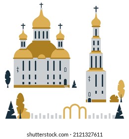 Resurrection Church in Brest. Buildings and structures of Belarus. Vector illustration. Flat icon style