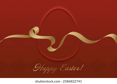 Resurrection Day. Christian Easter, golden ribbon, classic red background, resurrection, sacred holiday, faith, divine grace, spiritual warmth, blessings, peace.