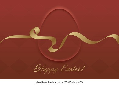 Resurrection Day. Christian Easter, golden ribbon, classic red background, resurrection, sacred holiday, faith, divine grace, spiritual warmth, blessings, renewal, hope.