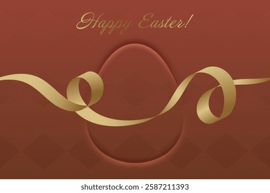 Resurrection Day. Christian Easter, golden ribbon, deep red background, sacred holiday, renewal, faith, spiritual warmth, church service, prayer, divine love.