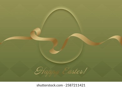 Resurrection Day. A gentle gold ribbon flows gracefully over a pastel green Easter design, representing rebirth, hope, and divine blessings.