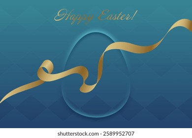 Resurrection Day. A golden ribbon dances across the card, symbolizing Easter joy and divine blessings. A refined and elegant holiday design.