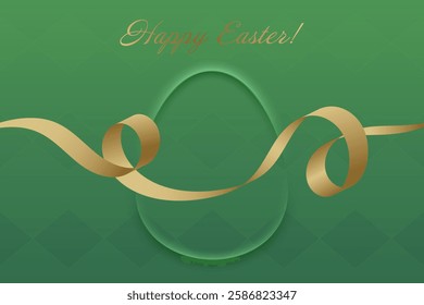 Resurrection Day. A stylish Easter card with a glowing gold ribbon and subtle egg silhouette, symbolizing renewal, faith, and divine grace.