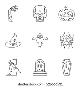 Resurrection of dead icons set. Outline illustration of 9 resurrection of dead vector icons for web