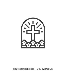 Resurrection Garden line icon. linear style sign for mobile concept and web design. Easter Resurrection Garden outline vector icon. Symbol, logo illustration. Vector graphics