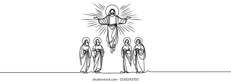 Resurrection of Jesus Christ Continuous one line drawing