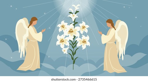 La Resurrección de Jesucristo: Ilustraciones de Pascua con Ángeles y Luz