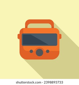 Resuscitation defibrillator icon flat vector. First aid help. Modern device